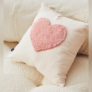 Simons Cream Pillow with Pink & Red Heart Accent